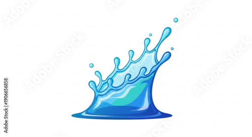 Splash of water with droplets on white background liquid motion graphics element