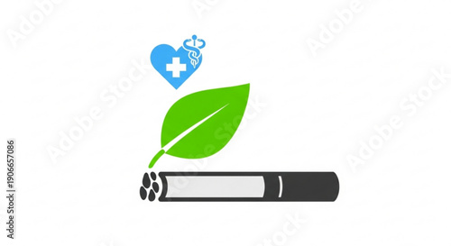 Healthy lifestyle concept with cigarette turning into green leaf symbol