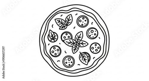 Delicious homemade pizza with basil leaves and cheese toppings on a white background perfect for food blogs or restaurant menus