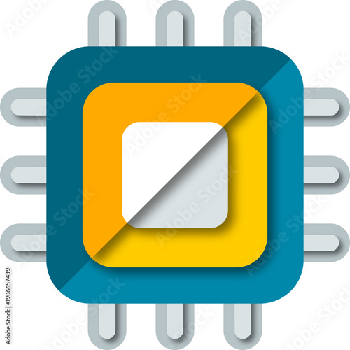 Blue chip CPU processor technology icon PNG