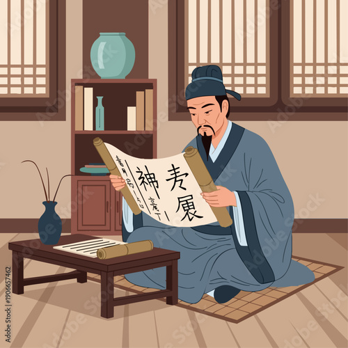 Ancient Chinese scholar illustration
