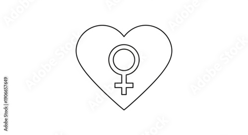 Female symbol inside heart shape representing love and feminism