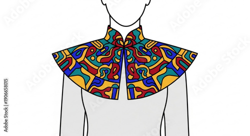 Colorful collar on a faceless person with abstract pattern