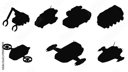 Tanks vector silhouettes set for military and gaming designs