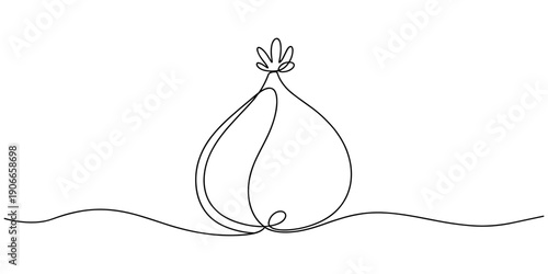 Abstract fig fruit with leaves, Continuous one line drawing isolated on white background, Continuous one single minimal line drawing Figs fruit, Single one line drawing whole healthy organic figs pro.