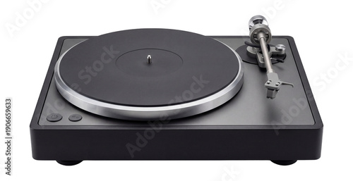 Vinyl turntable with metal platter and adjustable counterweight