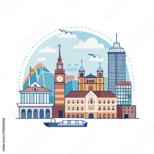 Oslo city hall in winter time, Norway
