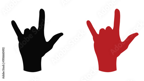 Hand making rock on sign vector illustration and colorful painted gesture icon