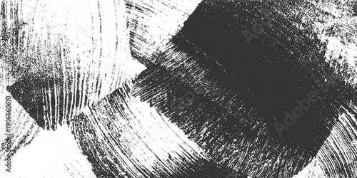 Textured black and white abstract brush strokes with grainy overlay paint