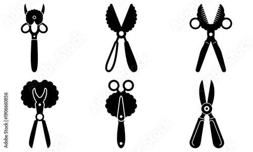 Collection of various gardening scissors and shears for pruning plants and flowers