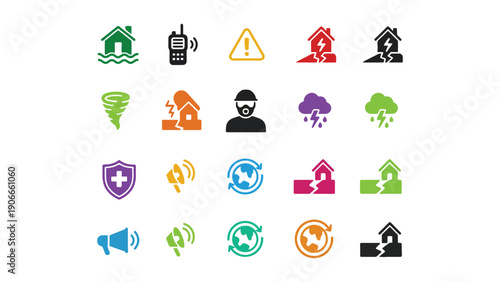 disaster preparedness and emergency services Icons 