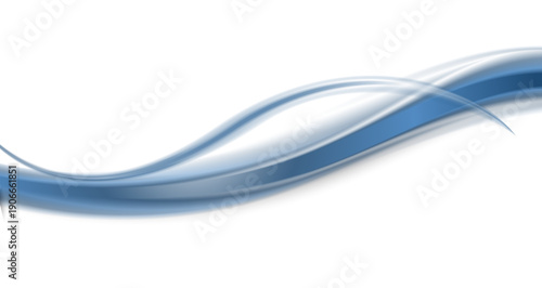 青色の流れるような曲線が重なり合う抽象ウェーブ背景イラスト、清潔感と先進性を演出するビジネス向けデザイン素材