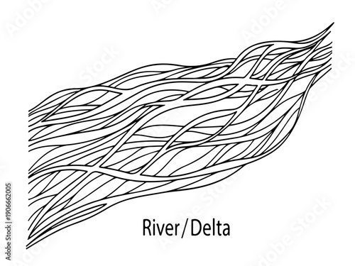 Abstract River Delta Lines: Flowing Water Channels in Nature Pattern