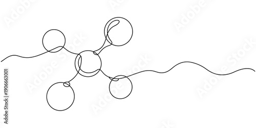 Carbon dioxide molecular model vector illustration continuous one line drawing, Molecule of Carbon dioxide. Molecular formula: CO2. Chemical model: Ball and Stick. Isolated Transparent