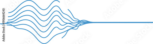 Abstract Wavy Lines Converging to a Straight Line, Representing Focus or Data Simplification
