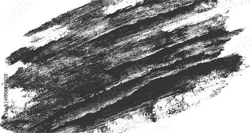 Dark gray textured brush stroke on white background rough abstract pattern black charcoal