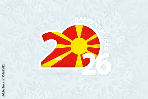 New Year 2026 for Macedonia on snowflake background.