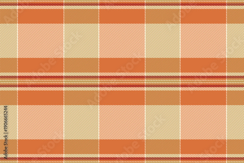 Quilt seamless background textile, covering vector pattern plaid. Uniform check fabric tartan texture in papaya whip and orange colors.
