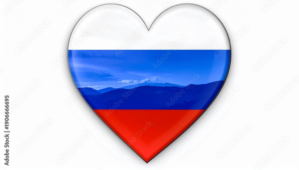 Fototapeta premium Heart-shaped design filled with Russian flag colors