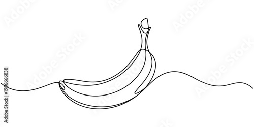 Banana continuous one line art drawing. Healthy food natural organic concept, Continuous line drawing whole bunch healthy organic banana, Outline vector illustration.
