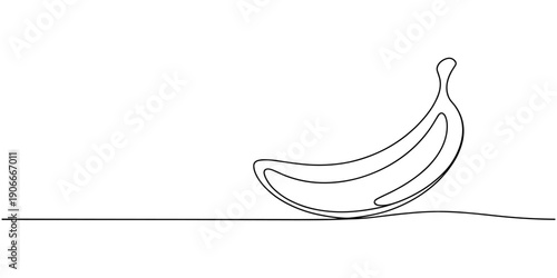 Banana continuous one line art drawing. Healthy food natural organic concept, Continuous line drawing whole bunch healthy organic banana, Outline vector illustration.