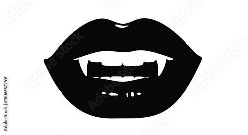 Dramatic lips with sharp teeth in a striking black silhouette