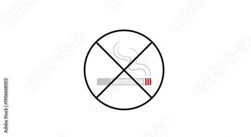 No smoking sign with red filtered cigarette in circle prohibition symbol