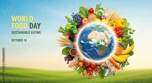 World Food Day Sustainable Eating. Global Nutrition for Environmental Health and Awareness Campaigns.