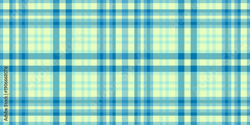 Periodic vector check textile, comfort texture fabric tartan. Femininity pattern background seamless plaid in cyan and light colors.