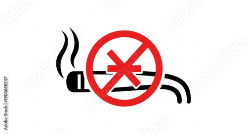 No smoking sign with red prohibition symbol on white background