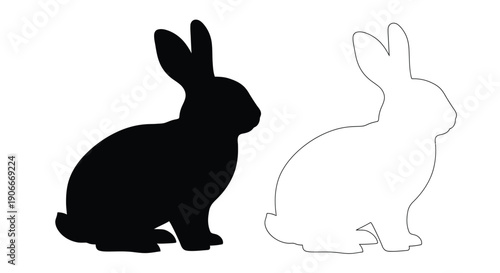 Two rabbits in contrasting styles a striking silhouette