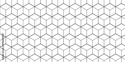 Abstract black square line hexagons seamless hexagon polygonal pattern background. vector seamless creative pattern bright white abstract honeycomb background.