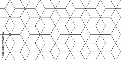 Abstract black square line hexagons seamless hexagon polygonal pattern background. vector seamless creative pattern bright white abstract honeycomb background.