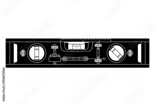 Precision's Balance: A precise level tool, the embodiment of accuracy and balance. Captured in a sleek, minimalist style that emphasizes functionality and design.