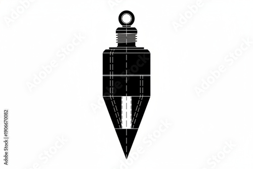 Precision in Measurement: A detailed monochrome depiction of a plumb bob, the quintessential tool of precision and accuracy in construction and surveying.