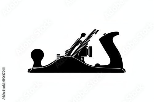 Woodworking Precision: A meticulously crafted silhouette of a woodworking plane, symbolizing the art of carpentry, precision, and craftsmanship.