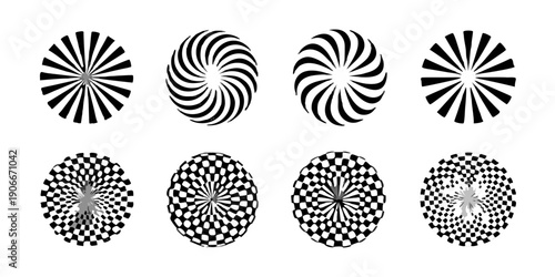 Abstract starbursts and circular patterns against a dark background