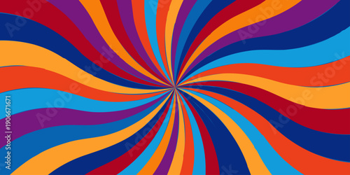 Abstract background with sunburst pattern colorful design. Vintage sunrays illustration swirl grunge backdrop line.