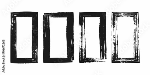Four rectangular brushstroke frames in black and white