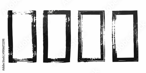Four rectangular frames with a distressed brushed and textured appearance