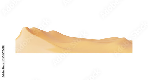 3D desert landscape with golden sand dunes plastic style vector playground, cartoon volumetric sandy hills land scene