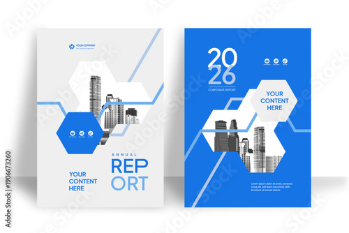 Business Report Cover Template – Blue Geometric Layout (A4)
