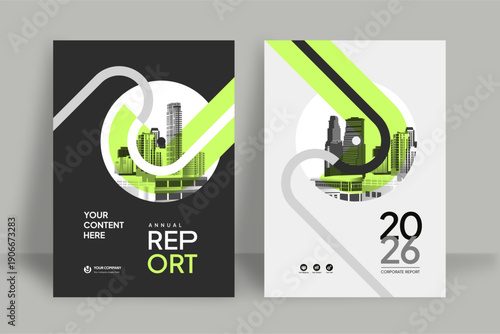 Business Report Cover Template – Green Geometric Layout (A4)