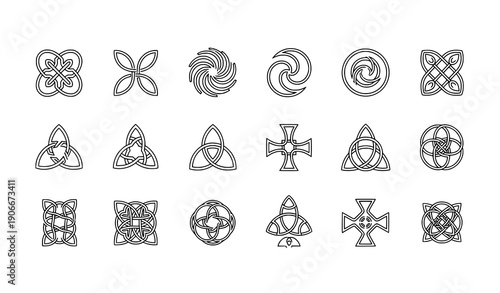 Minimal Celtic Symbols Icons Vector Set for Modern Tattoo and Logo Design