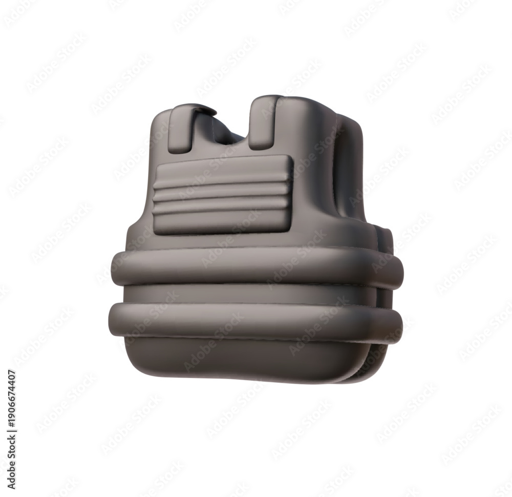Obraz premium Bulletproof vest 3D vector icon, police body armor vest, protection and security gear, Military safeguard equipment