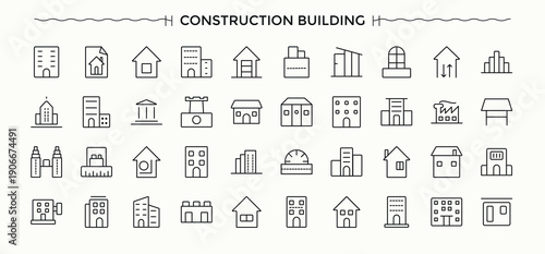 Construction Tools icon collection. Build icon set. Outline icons pack. Pack of construction, mechanic, work, tool, build and more. Editable stroke vector art.