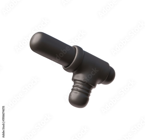 3D icon of a black police baton, security equipment.