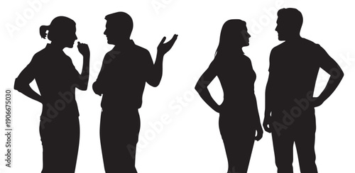 People Talking Silhouette Set