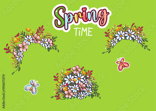 Springtime Floral Garland Bouquet Vector