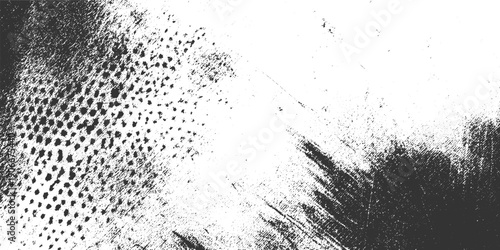 Black and white textured background with halftone dots and grunge scratches abstract